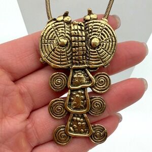 Vintage ALVA Museum Replicas Pre-Columbian Mayan Aztec Anthropomorphic  Necklace